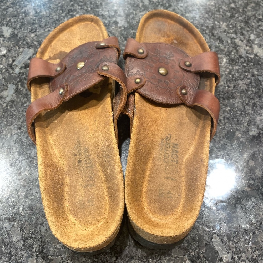 NAOT Sandals with Tooled Leather Medallion
